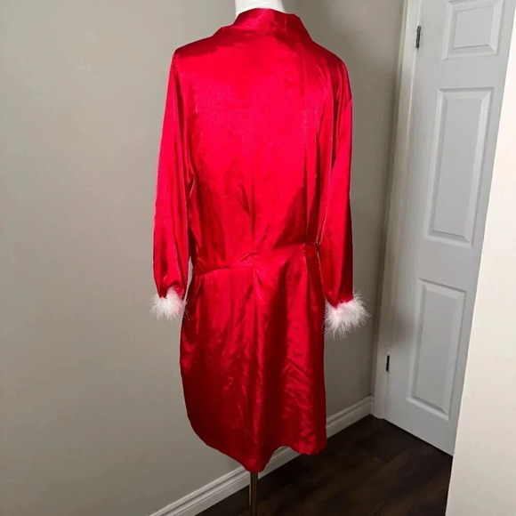 VTG  Donatella Women's Red Two-Piece Robe/Slip Dress Set Size XL Holiday Glam - Picture 4 of 8